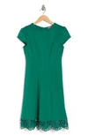 Donna Ricco Cupcake Hem Scuba Sheath Dress In Lucky Green