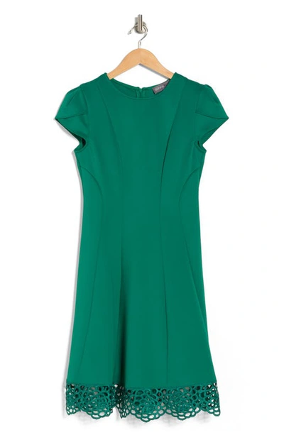 Donna Ricco Cupcake Hem Scuba Sheath Dress In Lucky Green