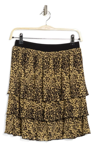 Melloday Tiered Plissé Skirt In Animal Print
