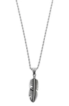 Eye Candy Los Angeles Easton Feather Pendant Necklace In Silver