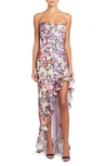 Amanda Uprichard Eden Floral Strapless Gown In Voyage