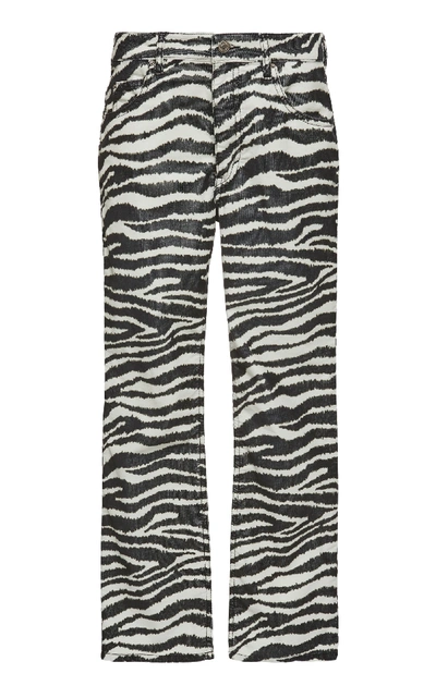 Isabel Marant Étoile Black And White Alone Zebra Print Cotton Trousers In Animal