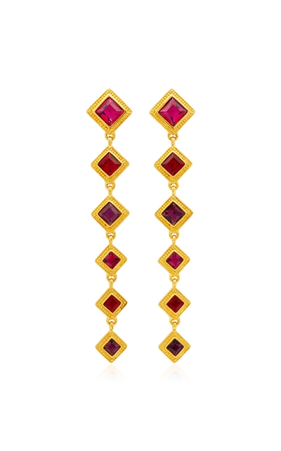 Ben-amun Gold-plated Crystal Earrings In Red