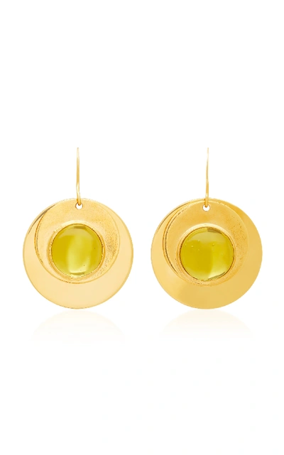 Loulou De La Falaise 24k Gold-plated Crystal Earrings In Green