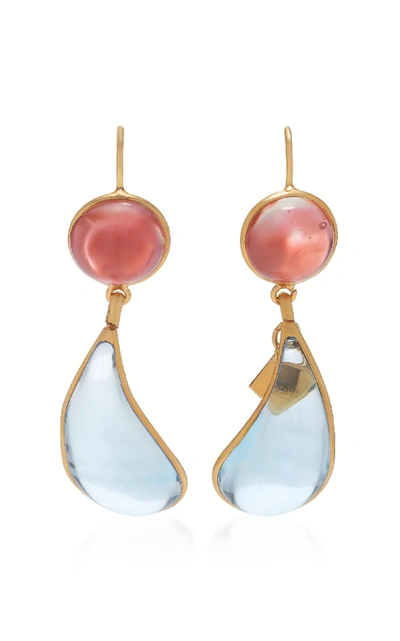 Loulou De La Falaise 24k Gold-plated Stone Earrings In Blue