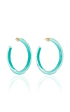 Alison Lou Medium Jelly Lucite Hoop Earrings In Turquoise