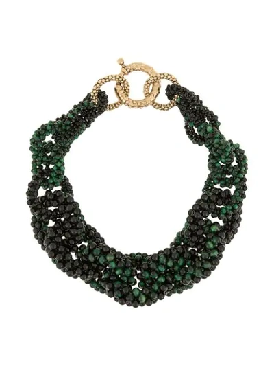 Rosantica Carrarmato Quartz And Onyx Necklace In Green
