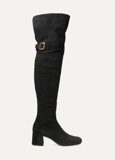 Prada Suede Over-the-knee Boots In Black