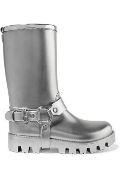 Dolce & Gabbana Woman Metallic Rubber Rain Boots Silver
