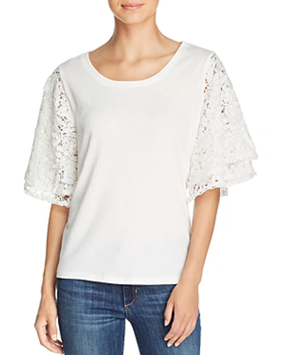 Love Scarlett Tiered Lace-sleeve Top In Chantilly
