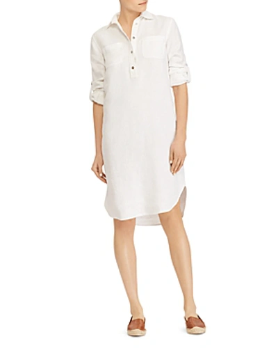 Ralph Lauren Lauren  Linen Shirt Dress In White