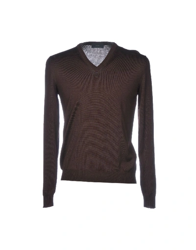 Zanone Sweaters In Dark Brown