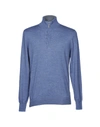 Gran Sasso Sweater With Zip In Slate Blue