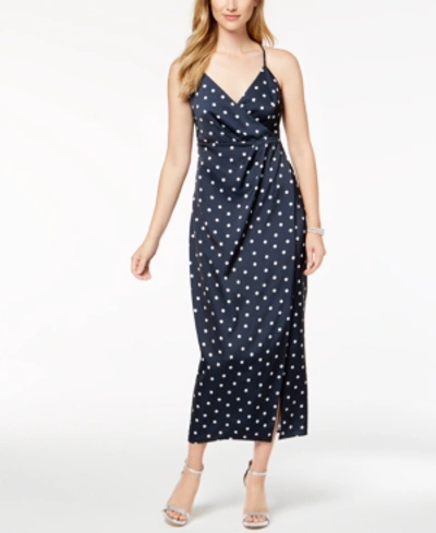 Bardot Dot-print Wrap Maxi Dress In Navy/white