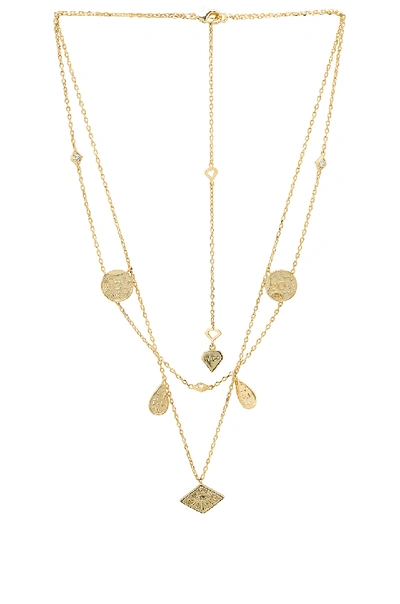 Wanderlust + Co Galaxy Charms Necklace In Gold