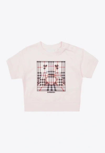 Burberry Baby Printed Cotton Jersey T-shirt In Pink