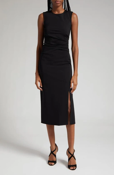 Reiss Scarlett Sleeveless Ruched Midi Dress In Black