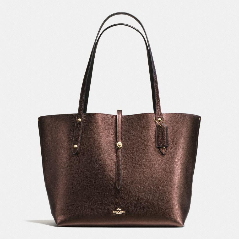 Coach Market Leather Tote Bag, Bronze/black In : Li/bronze Black | ModeSens