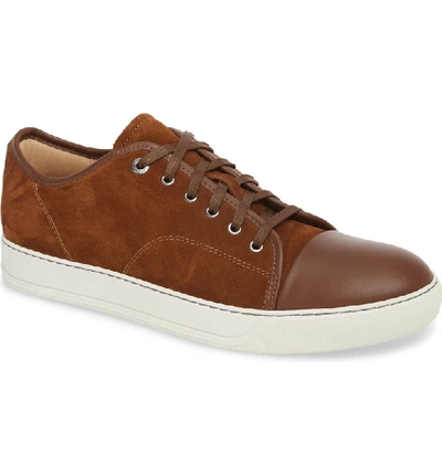 Lanvin Men's Matte Cap-toe Low-top Sneakers, Lightbrown In Light Brown