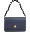 Tory Burch Kira Leather Shoulder Bag - Blue In Royal Navy