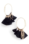 Gas Bijoux Marly Feather Drop Earrings In Black/ Tige