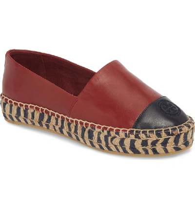 Tory Burch Colorblock Platform Espadrille In Tuscan Wine/tory Navy