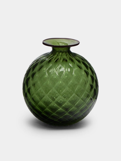 Venini Monofiori Balloton Murano Glass Bud Vase In  Green