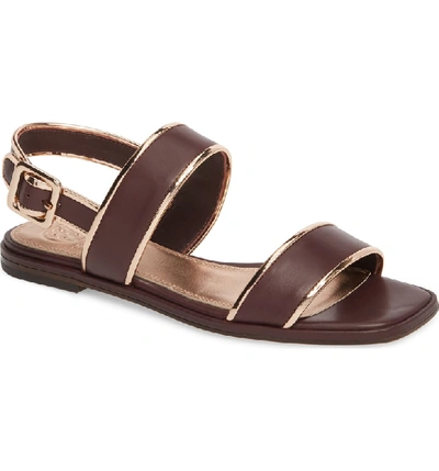 Tory Burch Delaney Double Strap Sandal In Malbec/ Rose Gold