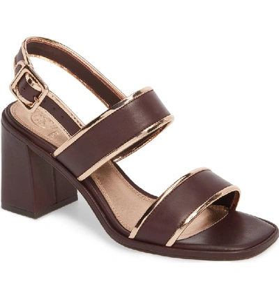 Tory Burch Delaney Double Strap Sandal In Malbec/ Rose Gold