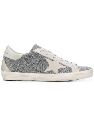 Golden Goose Superstar Crystal Embellished Trainer In Silver