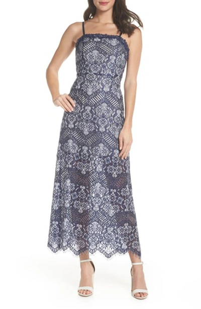 Foxiedox Daleyza Open Back Lace Gown In Navy