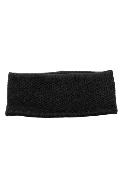 Portolano Honeycomb Stitch Cashmere Headband In Black