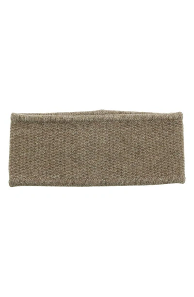 Portolano Honeycomb Stitch Cashmere Headband In Bark Heather