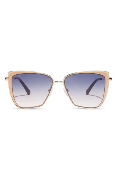 Diff 58mm Square Sunglasses In Champagne / Lavender Rose Lens