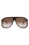 Chloé Fashion 62mm Oversize Aviator Sunglasses In Burgundy Burgundy Brown