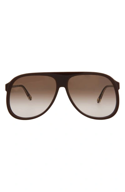 Chloé Fashion 62mm Oversize Aviator Sunglasses In Burgundy Burgundy Brown
