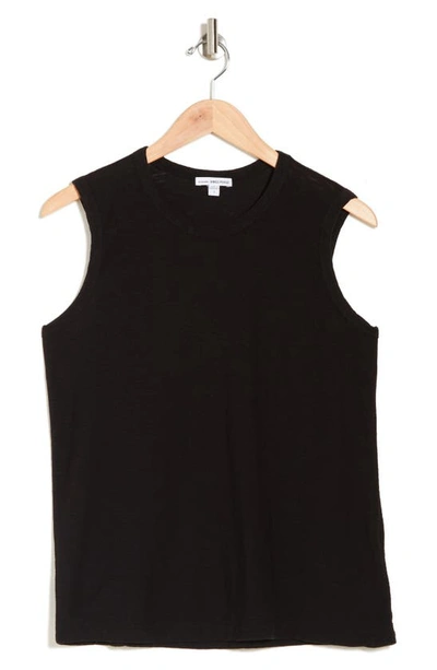 James Perse Slub Cotton Muscle Tank In Black