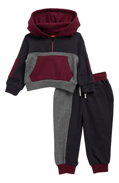 Sovereign Code Babies' Mystery Magic Colorblock Pullover Sweater & Joggers In Black/ Burgundy