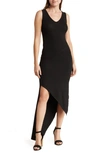 Go Couture Ribbed High-low Tank Dress In Black