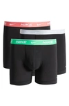 Nike Dri-fit Essential 3-pack Stretch Cotton Boxer Briefs In Multi Black