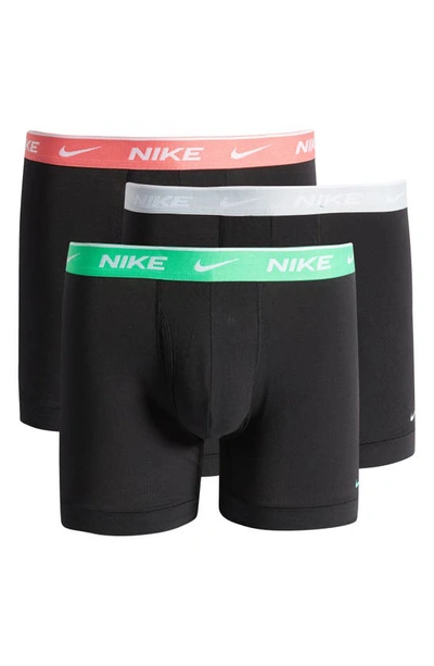 Nike Dri-fit Essential 3-pack Stretch Cotton Boxer Briefs In Multi Black