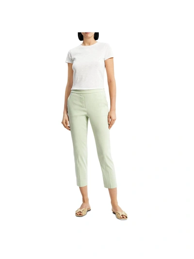 Theory Treeca Womens Linen Blend High-rise Cropped Pants In Green