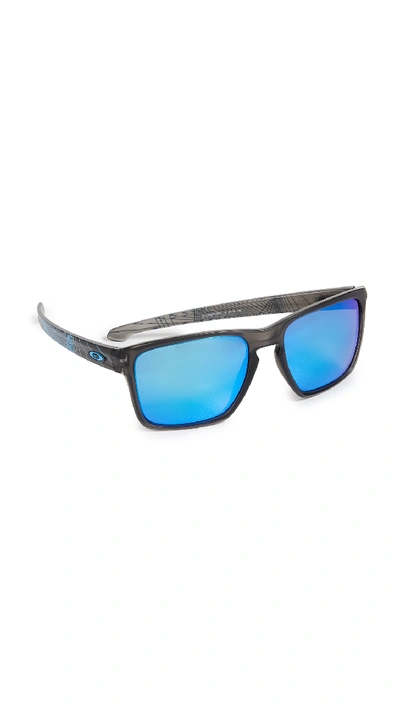 Oakley Sliver Xl Aero Grid Sunglasses In Black Shiny/blue Mirror