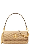 Tory Burch Kira Chevron Small Leather Shoulder Bag In Desert Dune