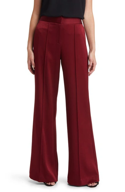 Kobi Halperin Andi Wide Leg Satin Pants In Burgundy