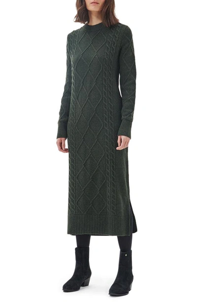 Barbour Burne Long Sleeve Wool Blend Sweater Dress In Olive