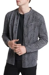 John Varvatos Glenn Lace Band Collar Wool Blend Button-up Shirt In Seal Grey