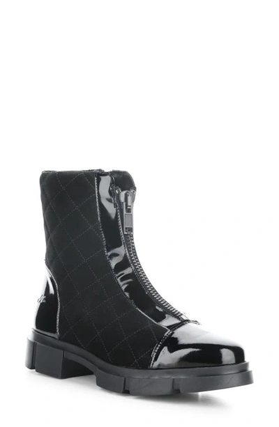 Bos. & Co. Lane Quilted Waterproof Bootie In Black Patent/ Suede