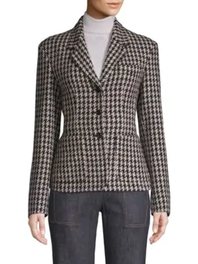 Derek Lam Fitted Houndstooth Blazer In Taupe Multi