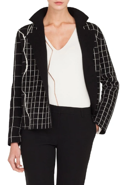 Akris Reversible Windowpane Sweater Jacket In Black